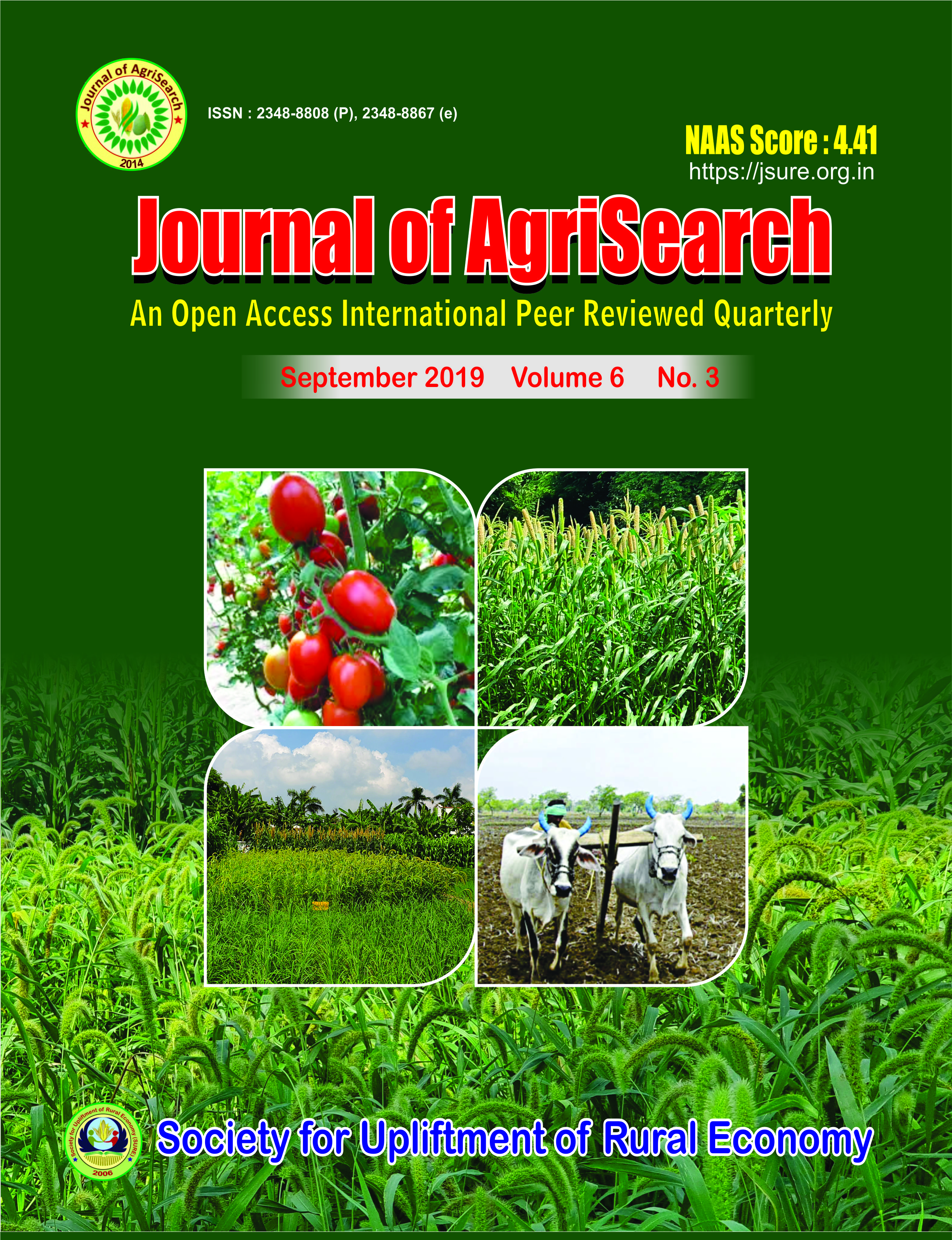 					View Vol. 6 No. 3 (2019): Journal of AgriSearch
				