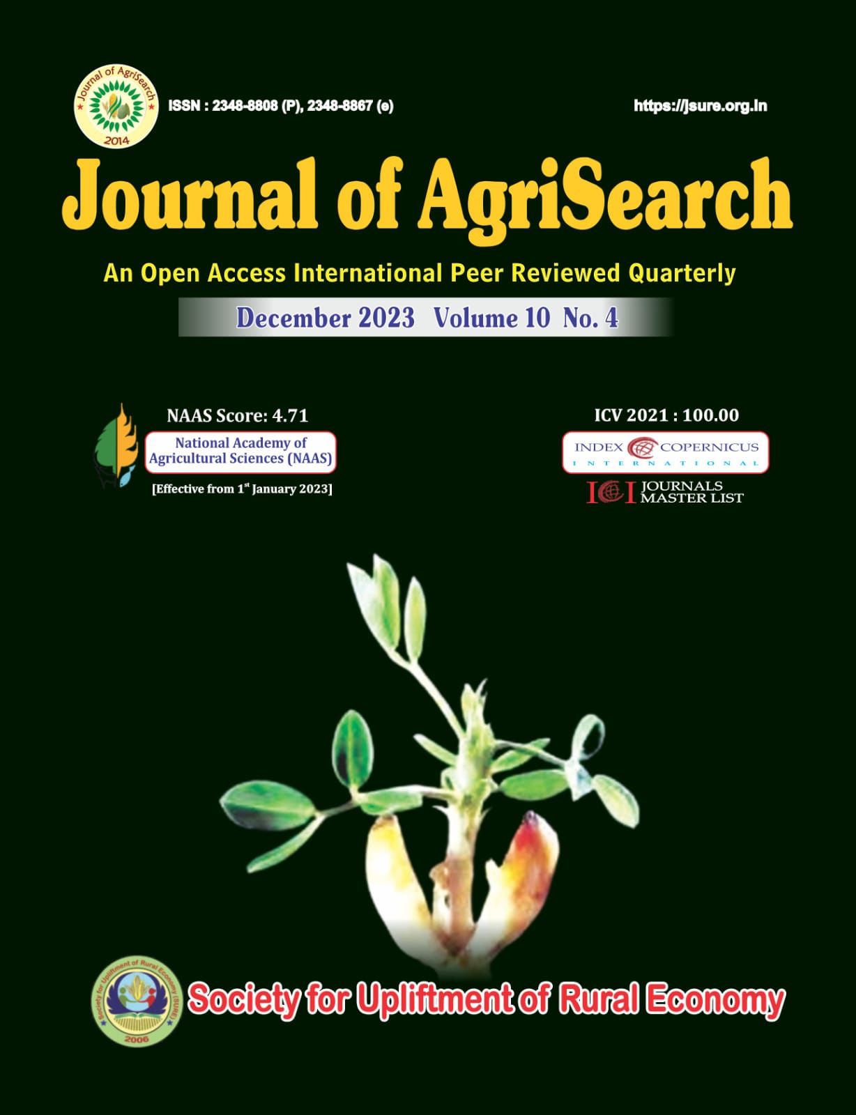 					View Vol. 10 No. 4 (2023): Journal of AgriSearch
				
